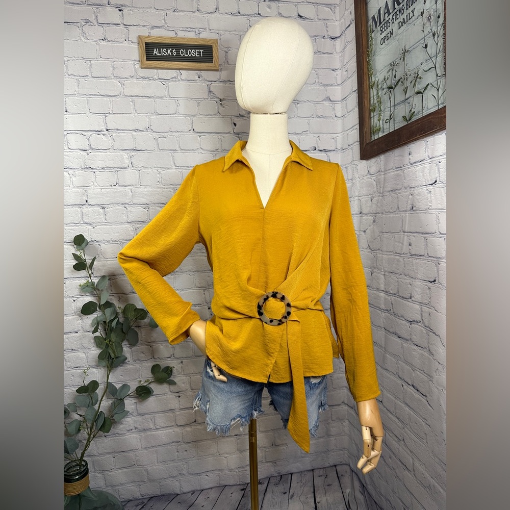 Topshop Tortoise Buckle Collar Blouse